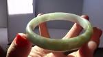 Vintage Translucent Natural Green White Jadeite Jade Bangle Bracelet 52mm